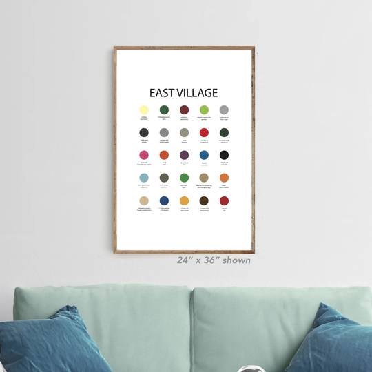 East Village, Nyc Color Palette Print, New York City Wall Art Illustration, Decor, Poster, Village