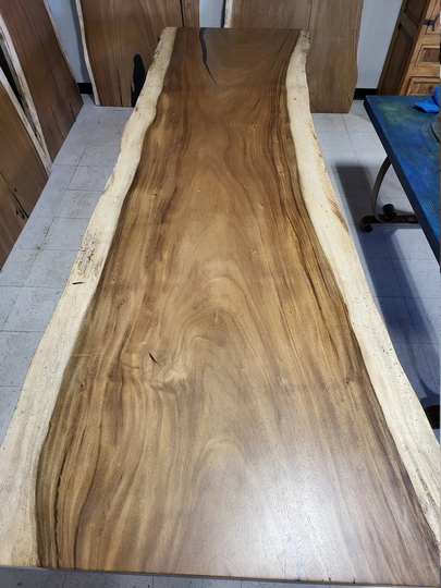 Live Edge Dining Table | Epoxy Guanacaste/Parota Conference Round Custom Edge Tables