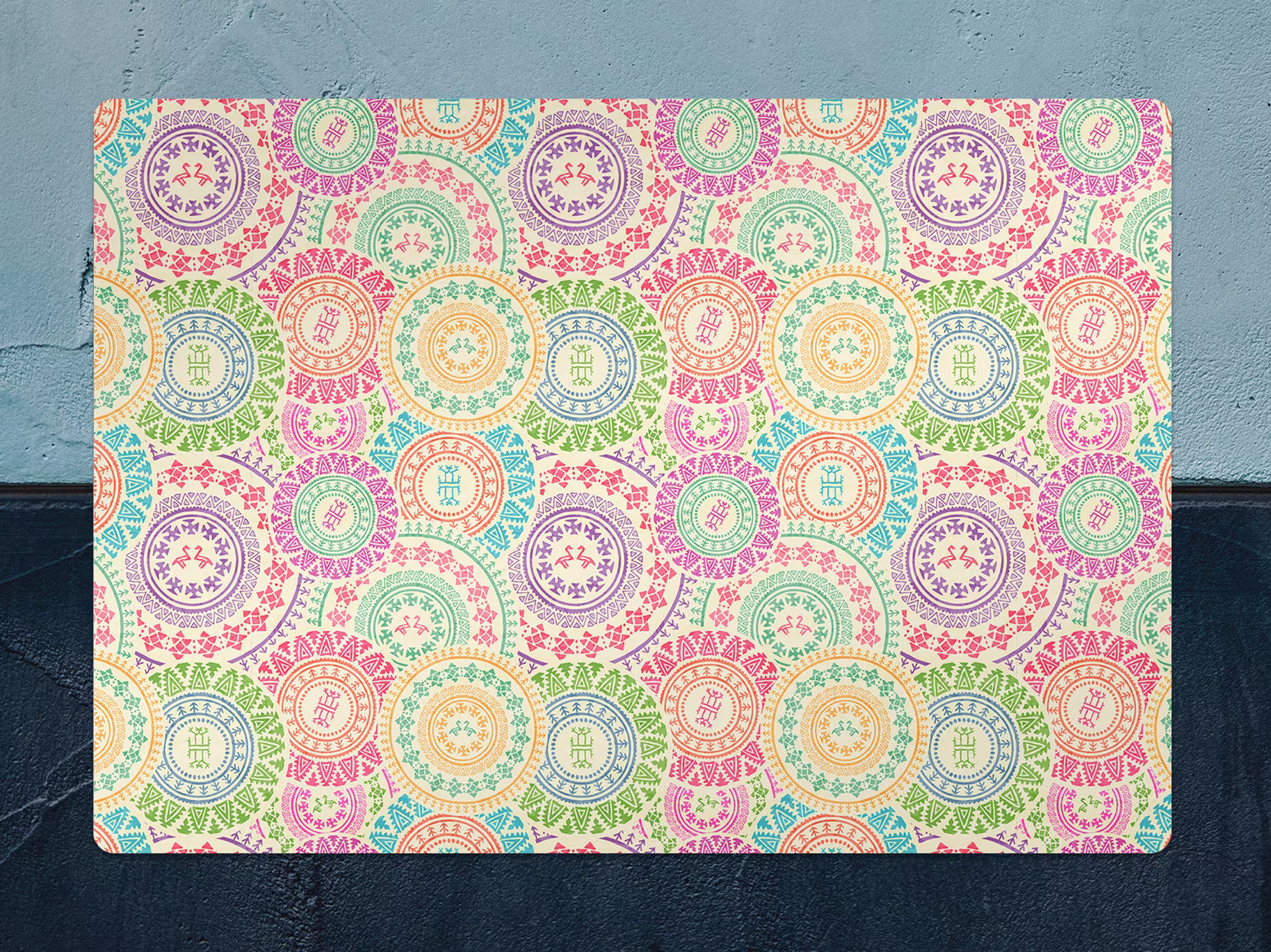 Colored Mandalas Chair Mat, Pink Splat Green Vinyl Floor Colorful Protective Office Decor, Flooring, Gift Idea