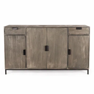 63'' Wide 2 Drawer Acacia Solid Wood Sideboard