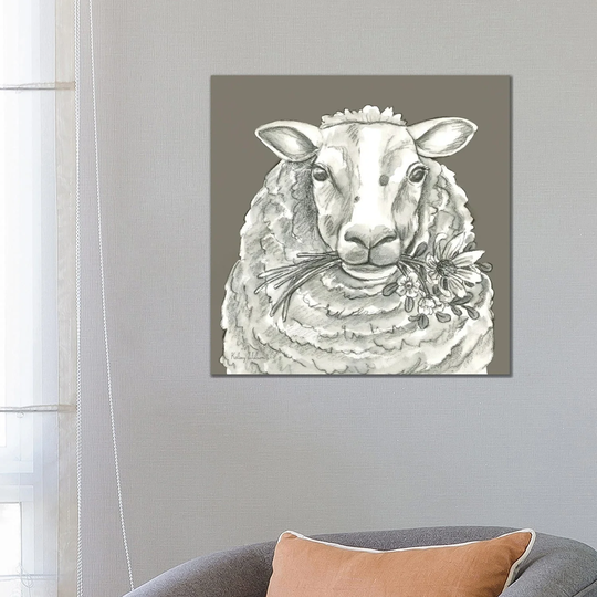 iCanvas "Watercolor Pencil Farm Color IX-Sheep" by Kelsey Wilson Canvas Print