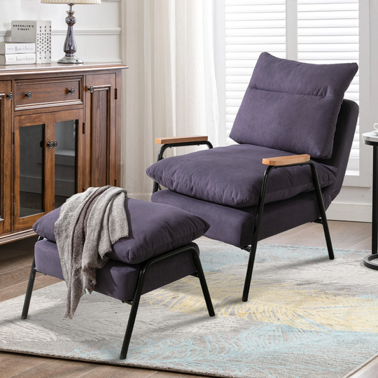 Adjustable Purple Accent Chair with Ottoman,Lounge Chair