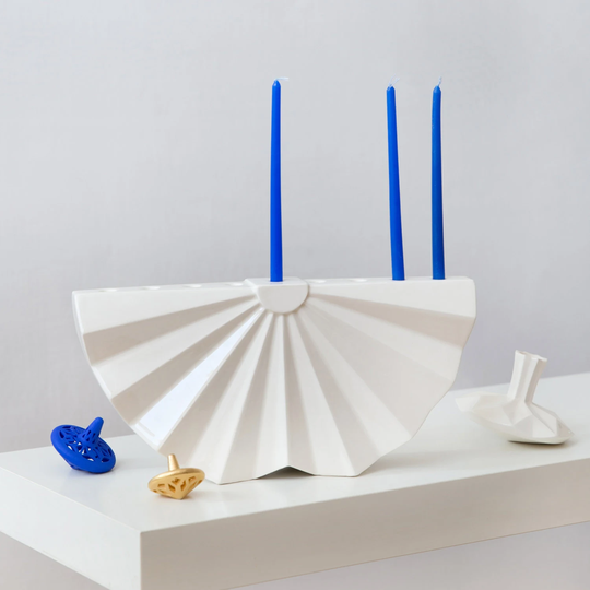 Origami Menorah, Hanukkah Modern Judaica, White Ceramic Hanukiya, Contemporary Chanukah Gift, Designer Menorahs