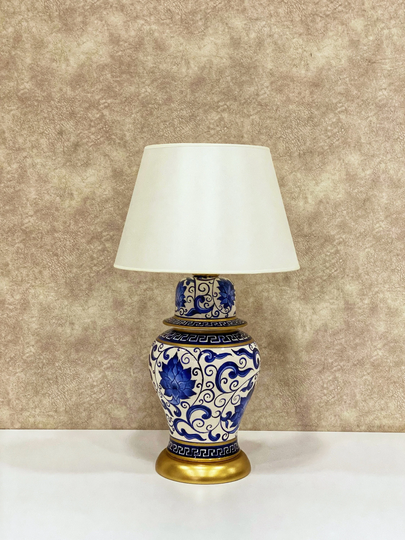 20'' Handmade Turkish Ceramic Table Lamp, Decorative Lamp Shade, Lighting