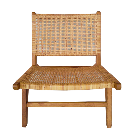 Netty Teak and Woven Rattan Accent Chair, Natural