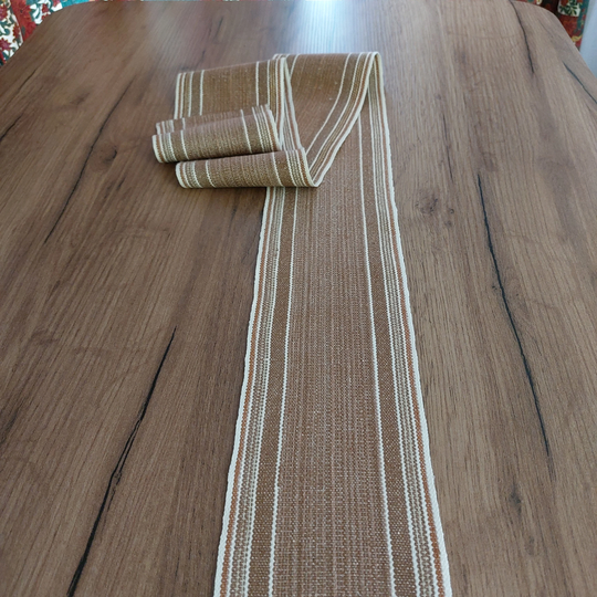 Vintage Handwoven Soft Linen Table Scarf, Vintage Stripe, Linens, Retro Rustic Decor, Textile | E11