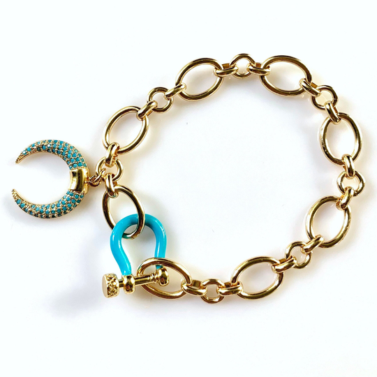 Anchors Away Screw Clasp Bracelet Layering Bracelet, Carabiner Jewelry, Enamel Clasp Nautical Graduation Gift For Her