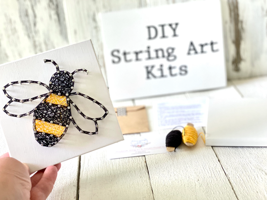 Bee Diy String Art Kit, Bee Sign, Spring Decor, Summer Tiered Tray Gifts For Her, Honey Bee, Craft Nature Wall Art
