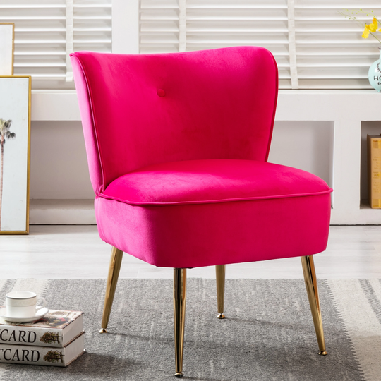 Mid-century Modern Accent Chair, Velvet Upholstered Side Chair with Gold Legs, Wingback Comfy Chair for Living Room, Bedroom