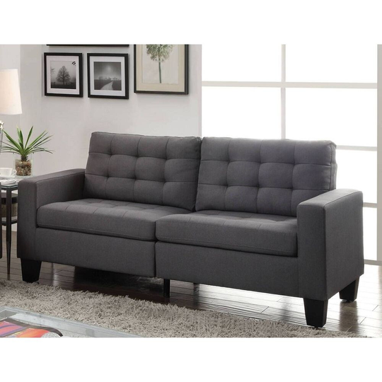 Earsom Sofa with Buttonless Tufted, Tight Back and Seat Cushion, Gray Linen