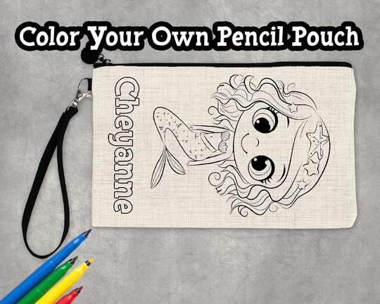 Personalized Pencil Case, Mermaid Color Your Own Birthday Gift For Girls, Craft Girls