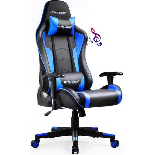 Lucklife Gaming Chair with Speakers Bluetooth Music Video Game Chair Audio Ergonomic Design Office Computer Desk Chair