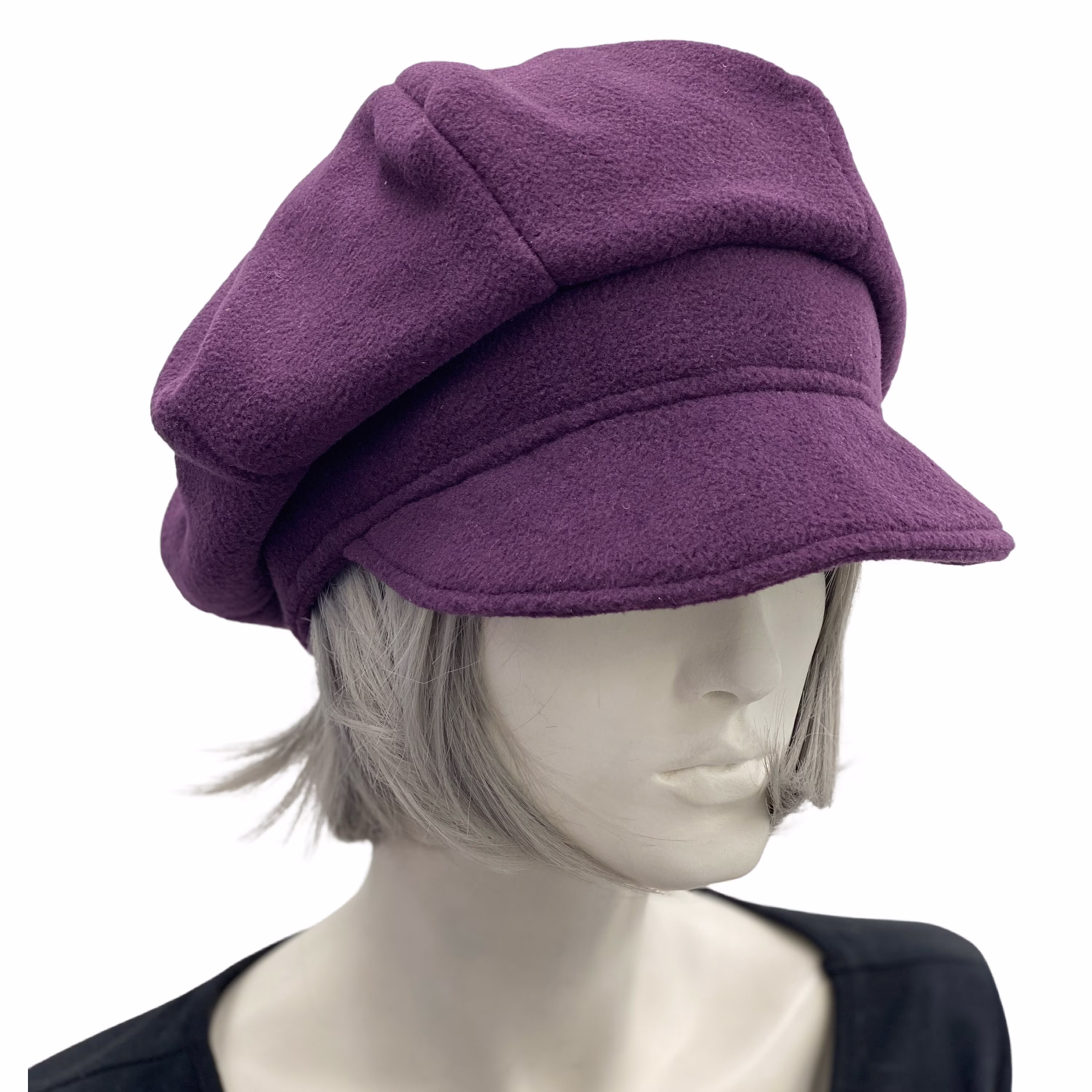 Bakerboy Cap in Eggplant Fleece Or Choose Your Color, Newsboy Women Hats, Handmade Usa