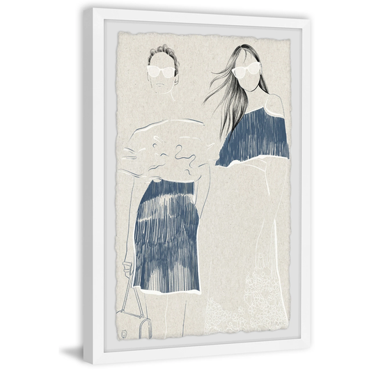 'Blue Pencil Skirt' Framed Painting Print