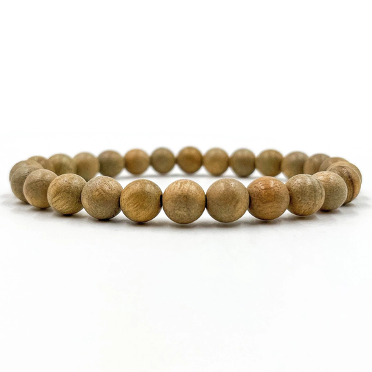 Premium Handmade Natural 8mm Camphor Wood Mala Beaded Bracelet - Union Collection Great For Meditation, Wellness, Yoga Bohemian Style