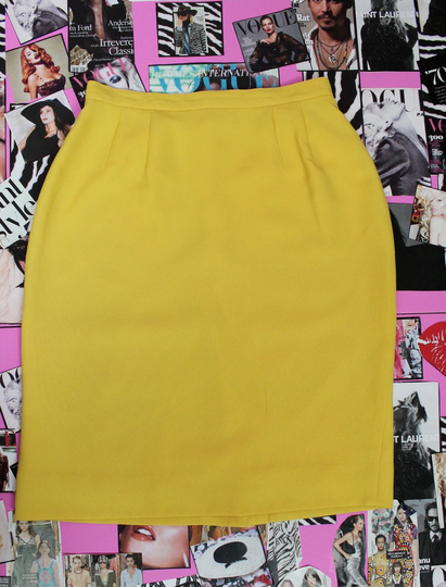 Vintage 90's Yellow Pencil Skirt, Size Small