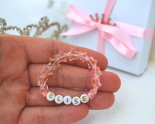 star Sparkle Pink Girls Bracelet, Princess Baby Personalized Gift, Shower Gift For Girls, Birthday, Toddler Bracelet