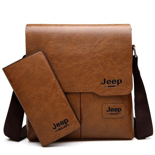 Man's Bag 2Pc/Set Men Leather Messenger Shoulder Bags Business Crossbody Casual Famous Brand Male Multifunctional & Wallet
