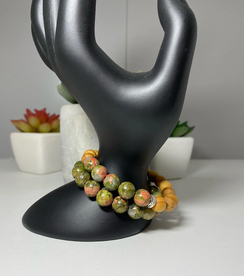 Unakite Stacking Beaded Bracelet