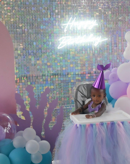 High Chair Tutu, Little Mermaid Highchair Banner, Under The Sea First Birthday, Splish Splash Bash, Lavender, Aqua & Pink