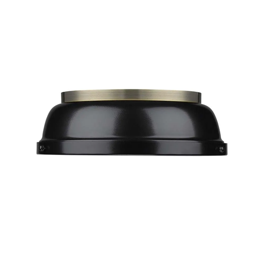Golden Lighting Duncan Aged Brass Black Shade 14-inch Flush Mount - Aged brass with black