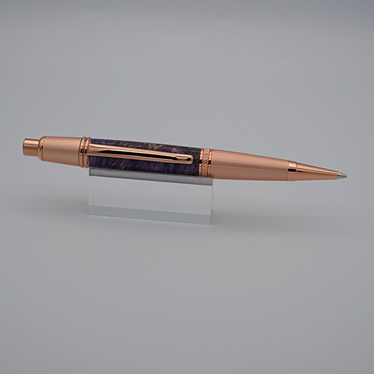 7mm Mechanical Pencil, Handmade in Two-Tone Copper & Purple Box Elder Burl