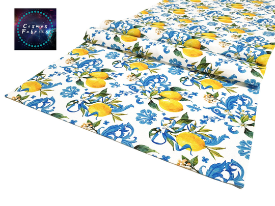 Baroque Lemon Pattern Table Runner, 16''x 55'' | 40x140cm Floral Home Decor Digital Printed Polyester Fabrics Runner