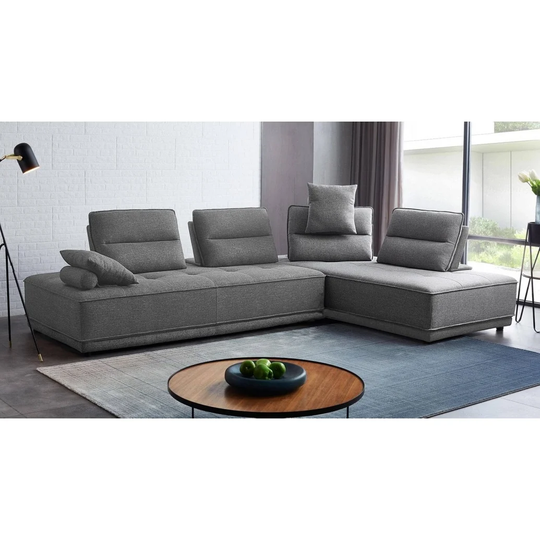 Divani Casa Glendale Modern Grey Fabric Sectional Sofa
