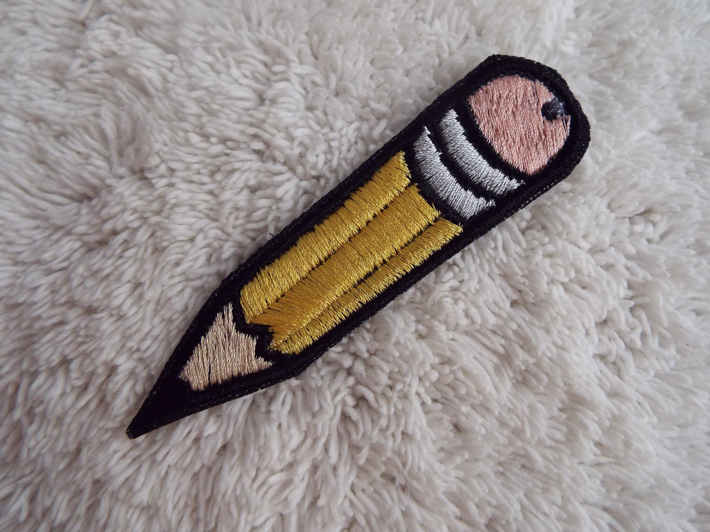Yellow Pencil Embroidered Iron On Patch