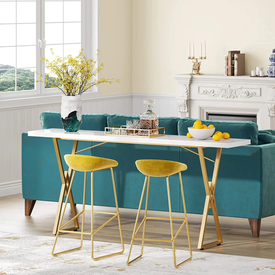 70.9 Inch Extra Long Console Table, Wood Metal Sofa Table