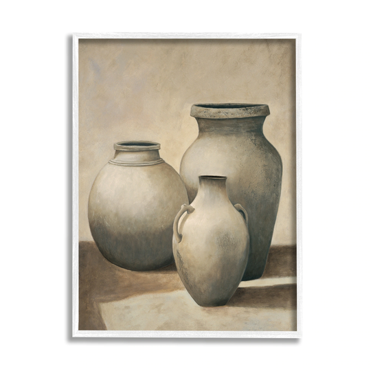 Stupell Industries Clay Plant Pottery Jars Still Life Pencil Sketch Framed Wall Art,Design by Andre Mazo - Brown