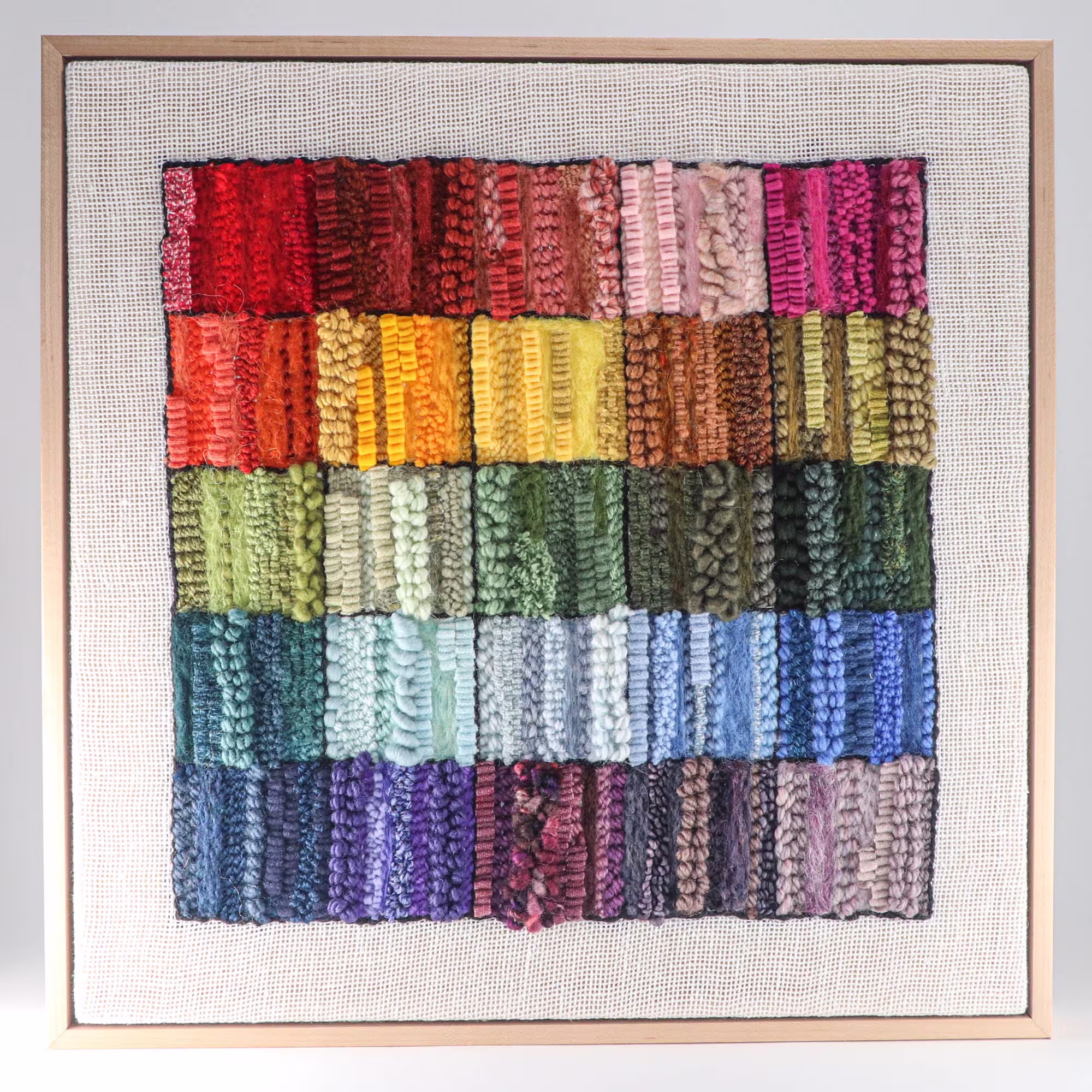 Fiber Art Color Chart, Block Gradient | 17x17 Rug Hooking, Punching, Needle Felting