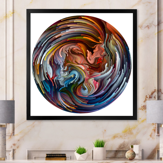 Designart 'Circle Colorful Liquid Color Flow II' Modern Framed artwork