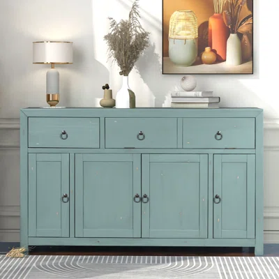 Wood Storage Sideboard With Drawers And Shelves