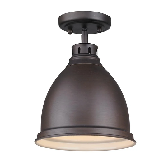 Golden Lighting 'Duncan' Rubbed Bronze-finish Steel Flush Mount with a Rubbed Bronze Shade