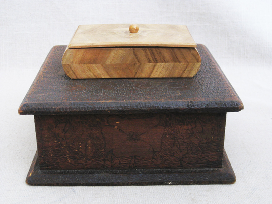 Vintage Wooden Box, Desk Office Storage, Organization
