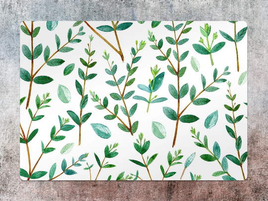 Green Twigs Chair Mat, Splat White Vinyl Floor Plants Protective Pad, Flooring, Comfort Mat