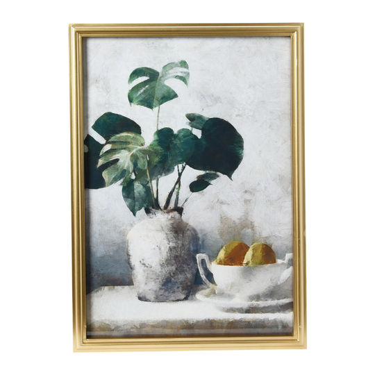 Vintage Reproduction Still Life Print with Solid Wood Frame - Multi-Color