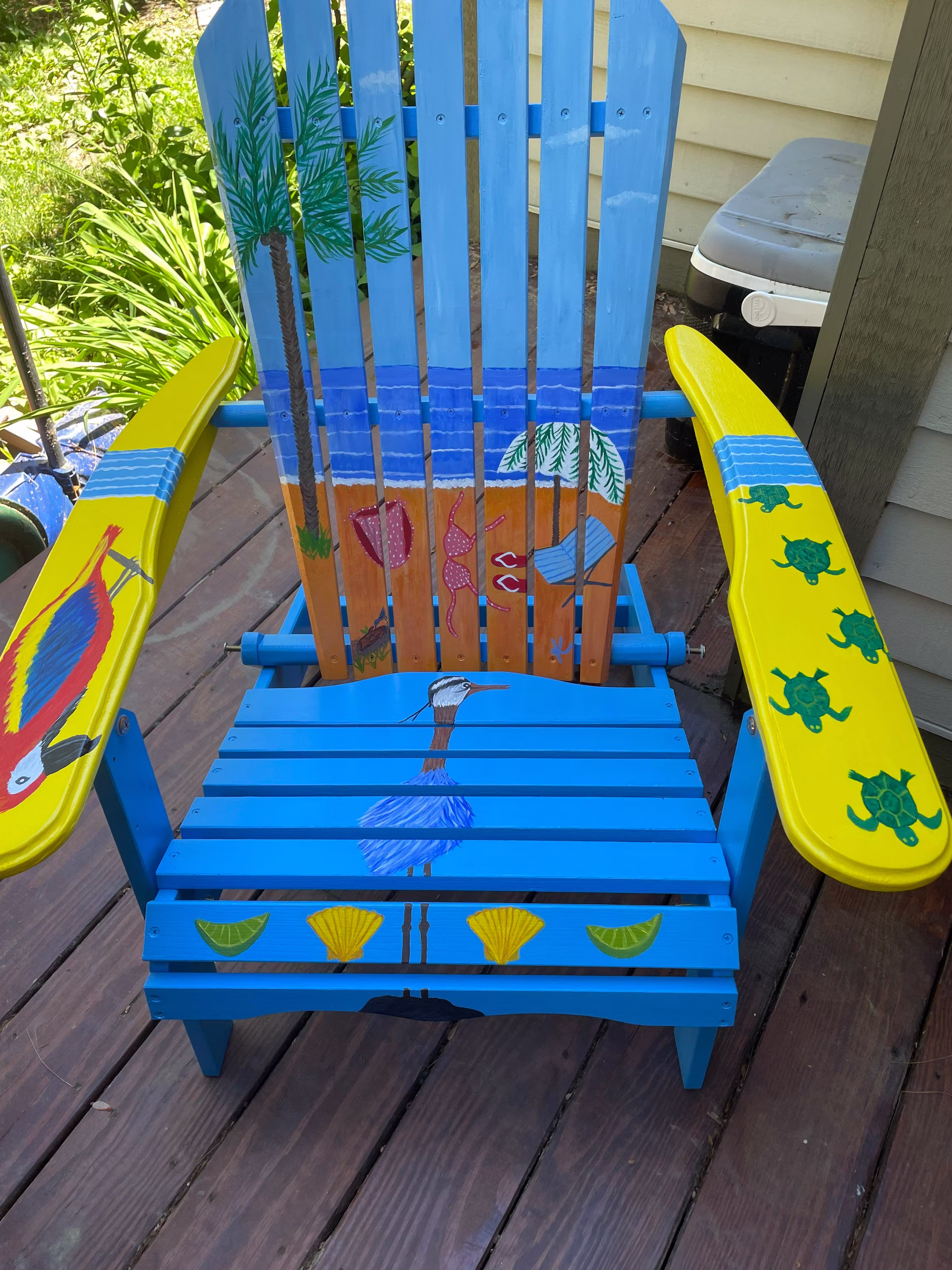 Adirondack Chair - Custom Colors Margaritaville Beach Hand Painted Bright Colors Parrot