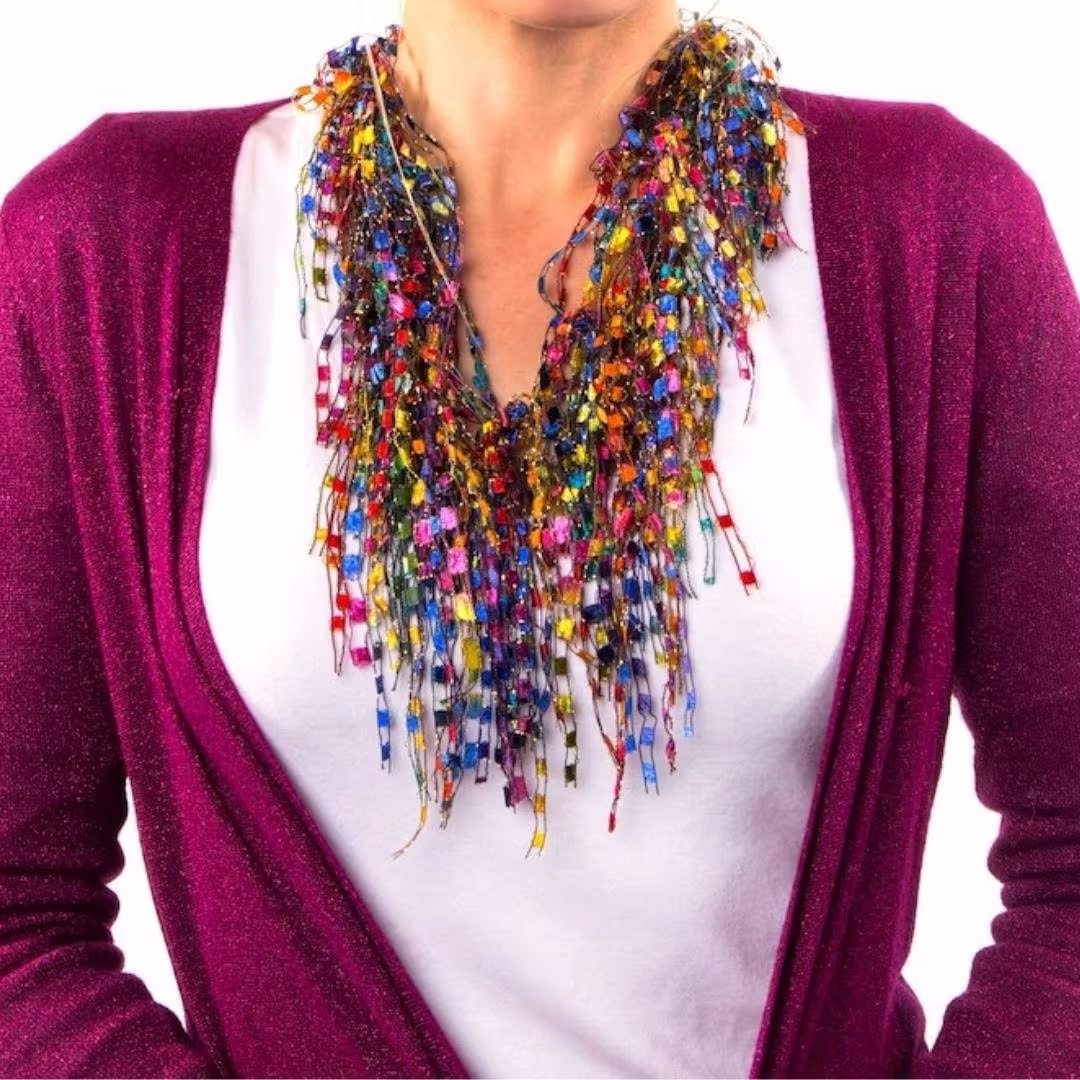 Multicolor Scarf Jewelry - Mulit-Color Necklace Rainbow Colorful Summer