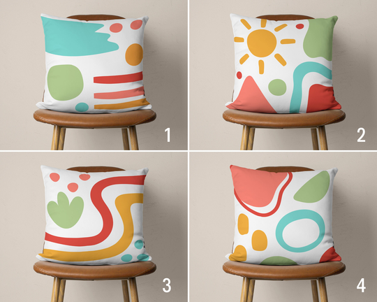 Abstract Pillow Cover, Colorful Pillowcase, Pastel Colored Cushion Digital Print Home Gift, Minimalist Gift