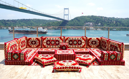 Red Arabic Majlis, Traditional Sofas, Sofa Cover, Ethnic Sofa, Jalsah, Moroccan Sectional Bench Cushion