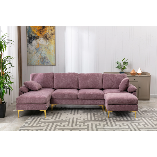 Purple Living Room Sofa Sectional Sofa with Ottoman