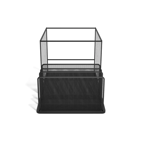 TRU RED 4-Compartment Matte Black Wire Mesh File Organizer - 11.81" x 20.28" x 11.81"