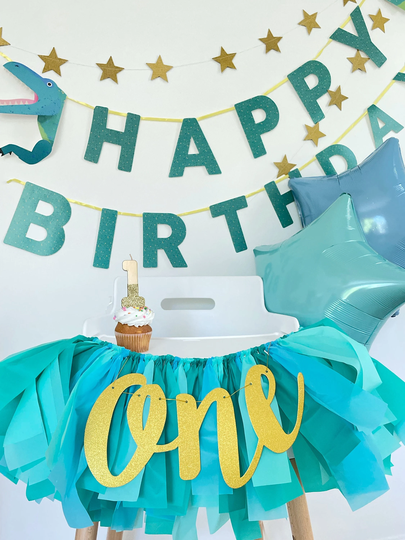 Dinosaur High Chair Banner, First Birthday, Roar Birthday 1st Cake Smash, Boy One
