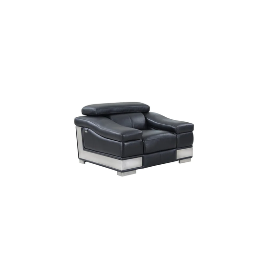 Black Leather Upholstered Living Room Chair