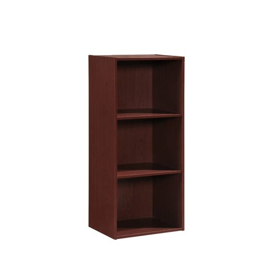 35.5" Mahogany Brown Contemporary 3 Shelves Rectangular Bookcase
