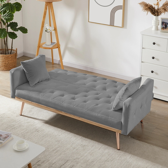 Velvet Tufted Sofa Couch Sofa Bed Daybed for Living Room, Adjustable