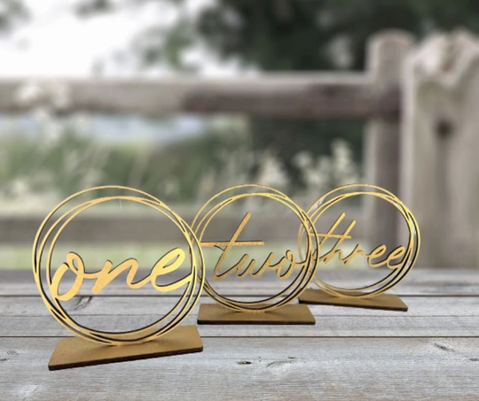 Circle Table Numbers | Wedding Reception Gold Silver Rose