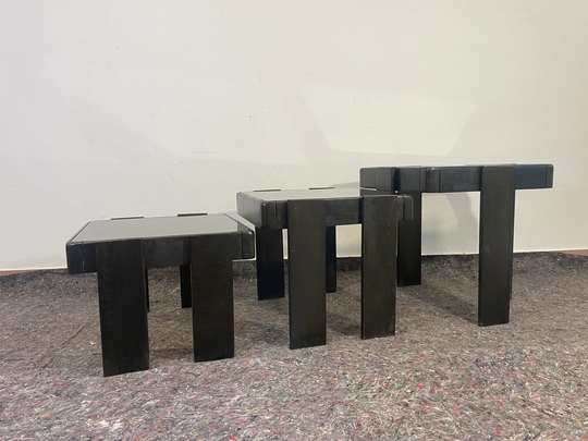 Vintage Wood Table Set Of 3 By Gianfranco Frattini For Cassina 1960/Nesting Tables Stackable Made in Italy 60S